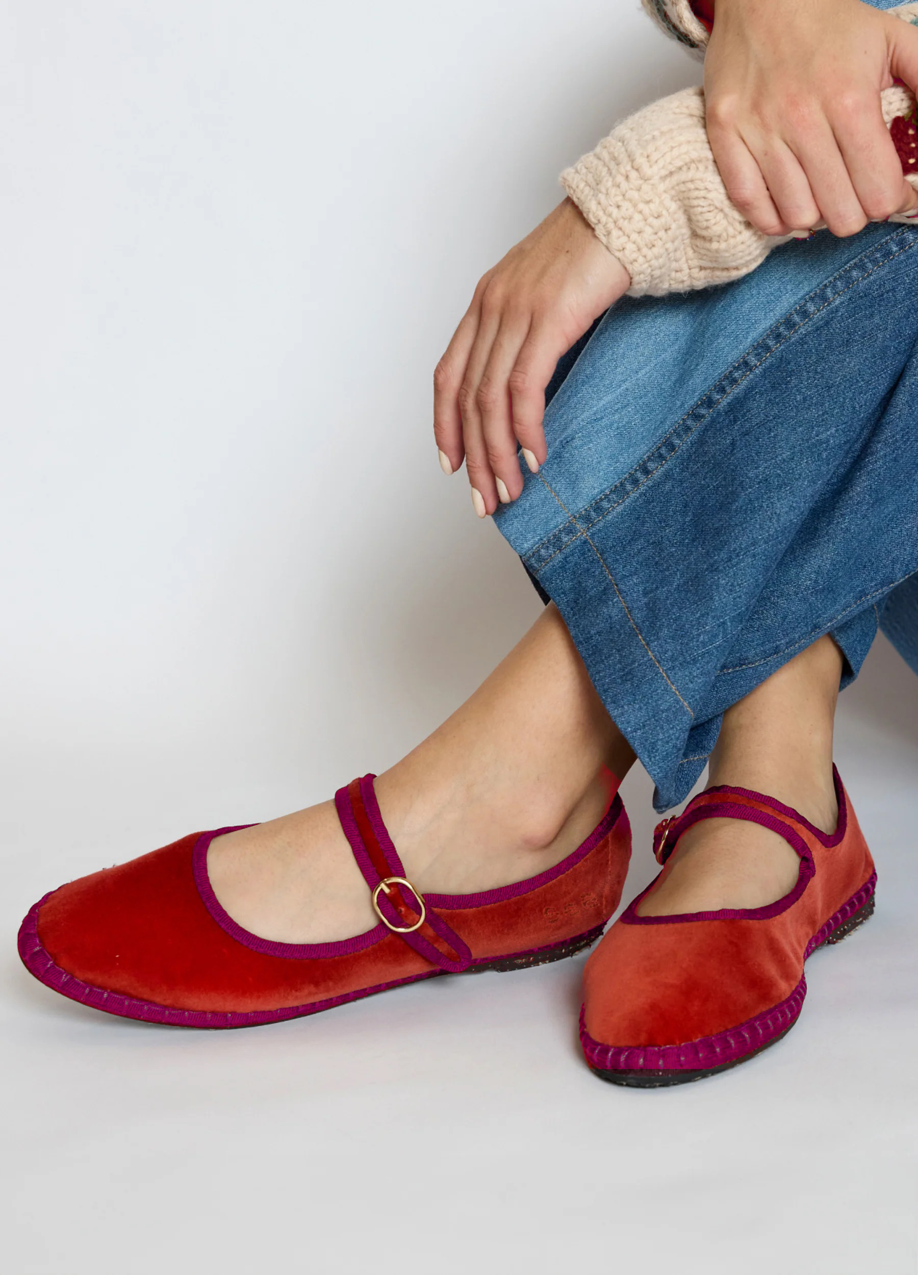 Classic Velvet Mary Jane Flats for Women