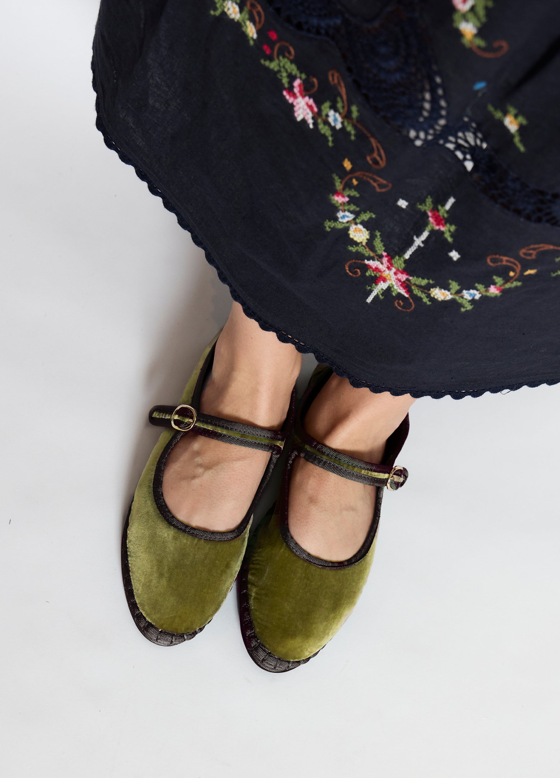 Classic Velvet Mary Jane Flats for Women