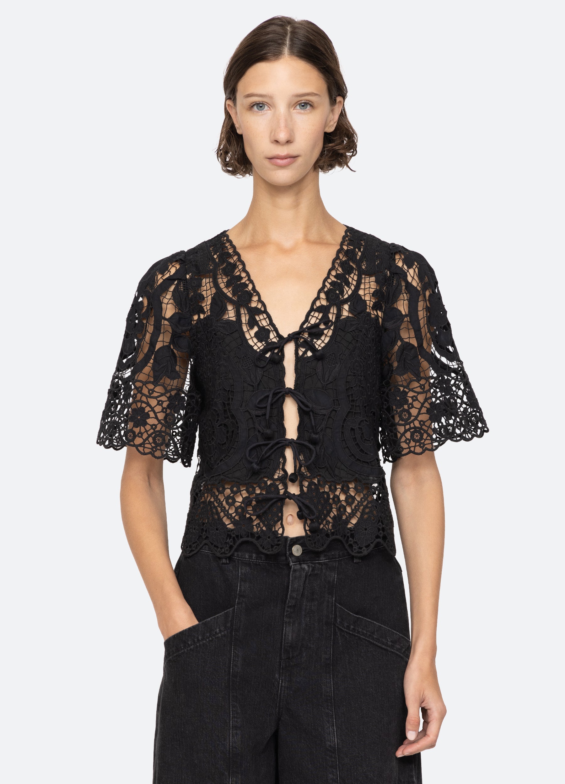 Gianna Sleeveless Tie-Front Blouse